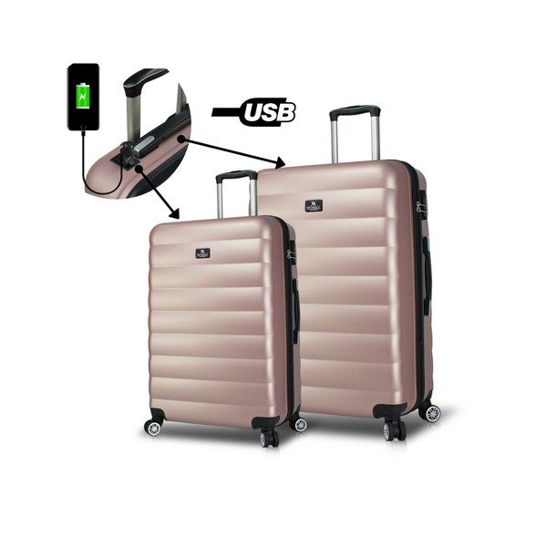 Set di 2 valigie da viaggio rosa su ruote con porte USB My Valice RESSNO Large & Medium - Myvalice-image-1