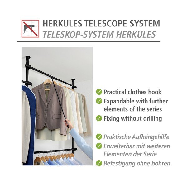 Asta appendiabiti in metallo/in plastica Herkules – Wenko-image-3