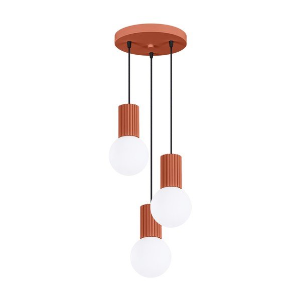 Lampadario color terracotta in metallo con paralume in vetro ø 25 cm Orbital – Sollux