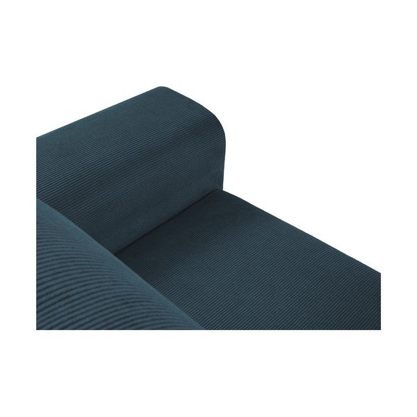 Divano letto angolare in velluto a coste blu scuro, angolo sinistro Moghan - Micadoni Home-image-1