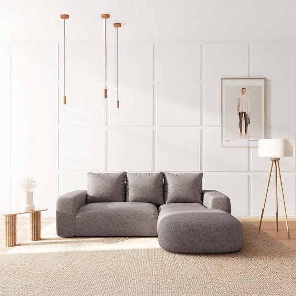 Divano angolare grigio (con penisola a destra e chaise lounge) Monce – Rodier-image-1