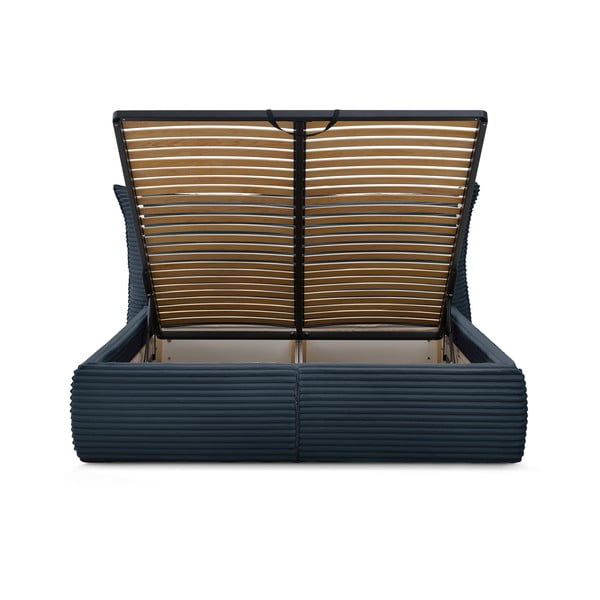 Letto matrimoniale in blu scuro imbottito con spazio contenitivo con griglia inclusa 180x200 cm Jade – Bobochic Paris-image-4