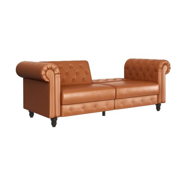 Divano letto in similpelle marrone cognac 236 cm Felix - Støraa-image-1