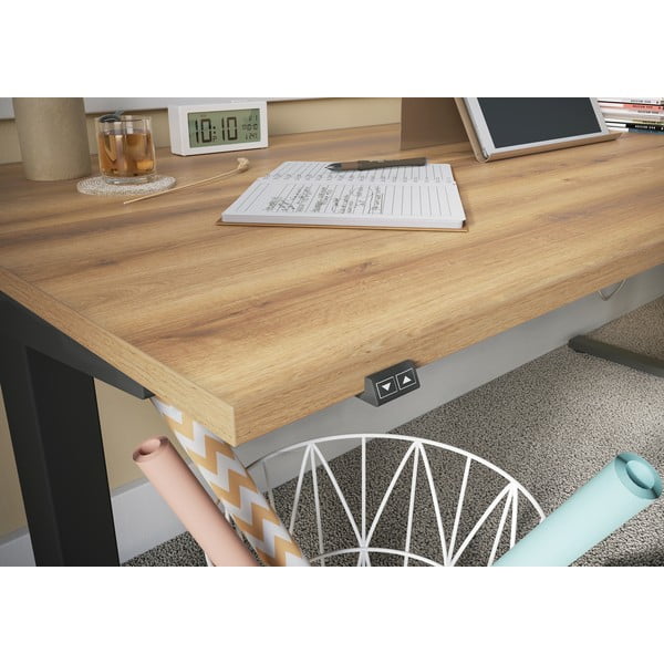 Tavolo da lavoro ad altezza regolabile elettricamente con piano in rovere 80x180 cm Lissabon - Germania-image-3