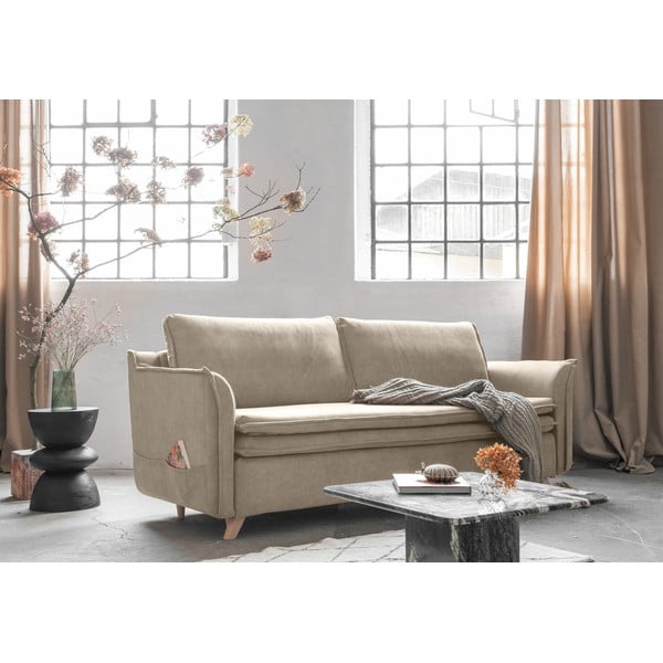 Divano in velluto beige 225 cm Charming Charlie - Miuform-image-3