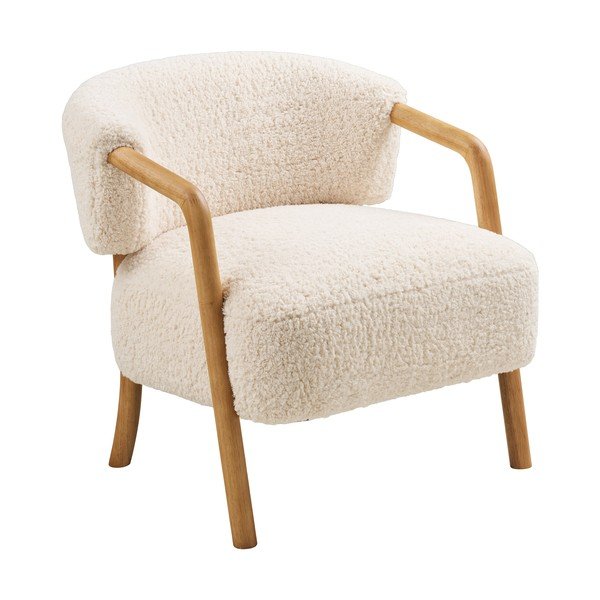 Poltrona color crema con rivestimento in bouclé Dakar – House Nordic-image-3