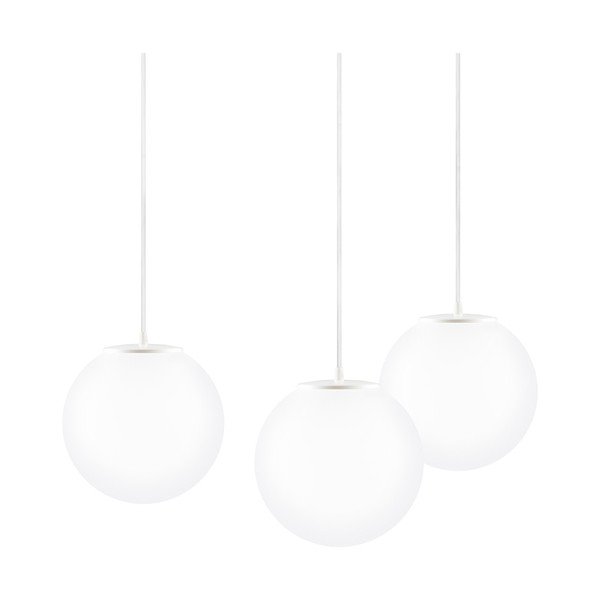 Lampada a sospensione tripla in vetro opalino con attacco bianco TSUKI - Sotto Luce-image-1