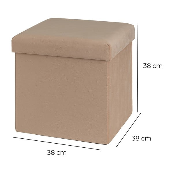 Poggiapiedi in velluto marrone chiaro Estela - Casa Selección-image-3