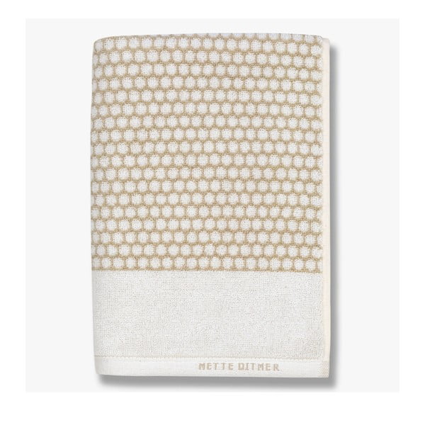 Asciugamano in cotone bianco e beige 50x100 cm Grid - Mette Ditmer Denmark