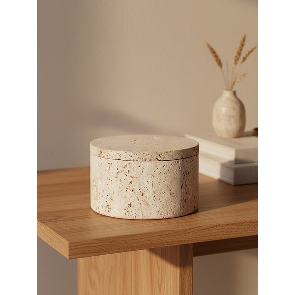 Scatola decorativa di colore naturale in pietra ø 14x8 cm Tibor – Premier Housewares-image-1