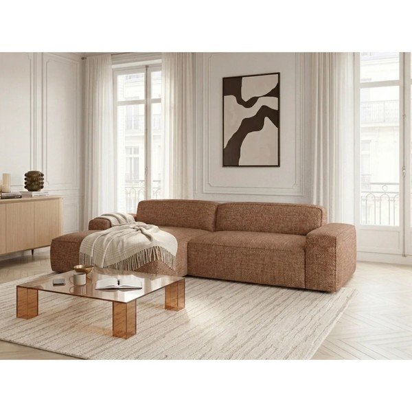 Divano angolare arancione allungabile/con movimento relax elettrico (con penisola a sinistra) Abel – Bobochic Paris-image-2