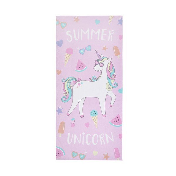 Telo mare rosa e viola in cotone 76x160 cm Summer Unicorn – Catherine Lansfield