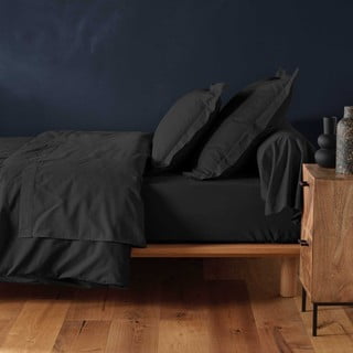Lenzuolo nero in cotone elasticizzato 180x200 cm Lina - douceur d'intérieur