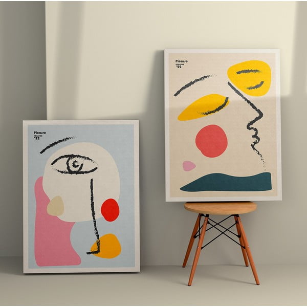 Set di 2 quadri 50x70 cm Faces - Wallity-image-1