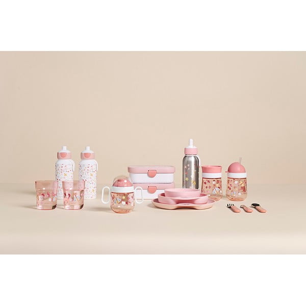 Biberon bianco e rosa chiaro 400 ml Flowers & butterflies - Mepal-image-1