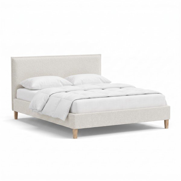 Letto matrimoniale imbottito crema con griglia 200x200 cm Tina - Ropez