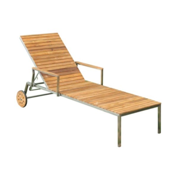Sedia a sdraio da giardino in metallo marrone Denver - Garden Pleasure-image-1