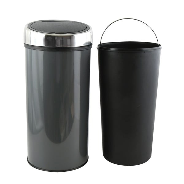 Cestino per la spazzatura grigio scuro in acciaio touch 30 l – MSV-image-2