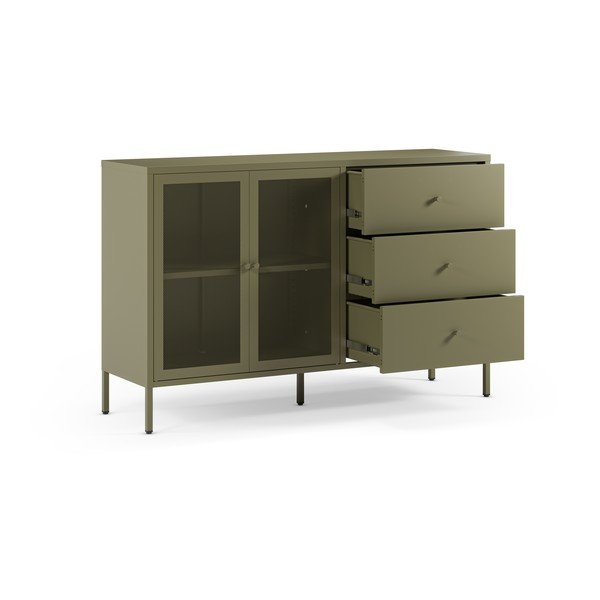 Credenza verde in metallo 140x90x40 cm Fayna – Marckeric-image-2