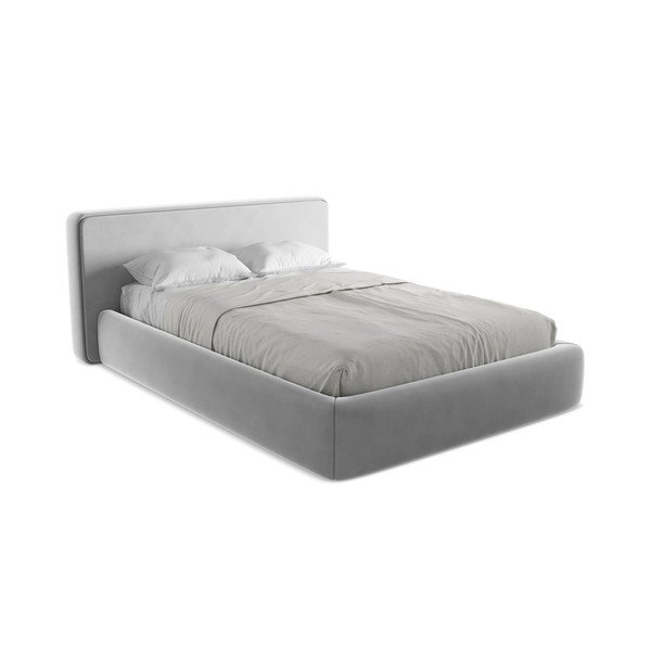 Letto matrimoniale imbottito grigio con contenitore con griglia 140x200 cm Kiana - Makamii-image-2