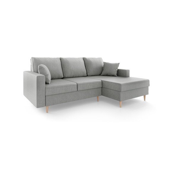 Divano letto Aubrieta grigio con contenitore, angolo destro - Mazzini Sofas