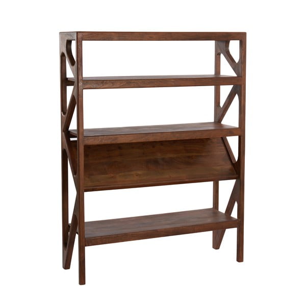 Libreria in legno massiccio di acacia marrone 120x160 cm Yuki - Light & Living-image-4