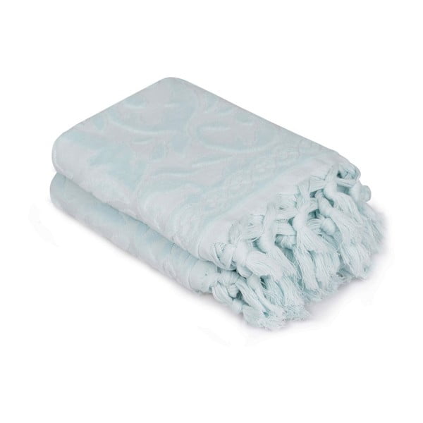 Set di due asciugamani blu chiaro Bohème, 90 x 50 cm - Foutastic