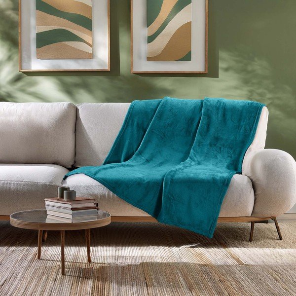 Coperta blu in microflanella 125x150 cm Flanou – douceur d'intérieur-image-2