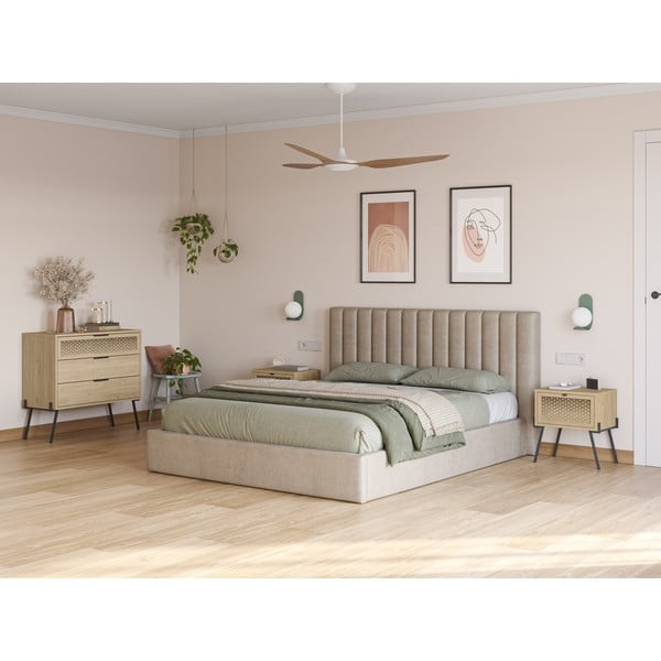 Comodino in rovere decorato in colore naturale Ecrin - Marckeric-image-4
