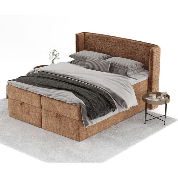 Letto boxspring arancione con spazio contenitivo 160x200 cm Passion - Maison de Rêve-image-2