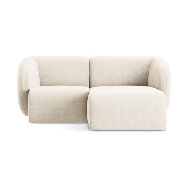 Divano angolare beige (con penisola a destra/con chaise lounge) con rivestimento in ciniglia Lani – Makamii