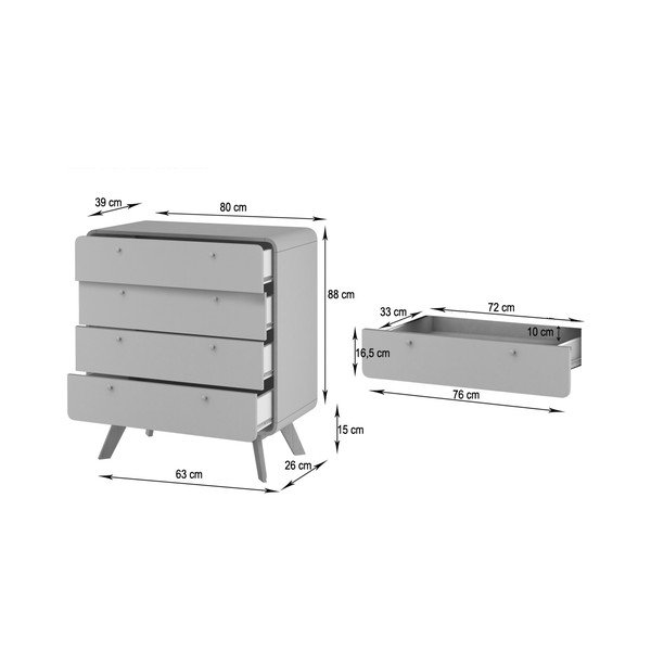 Cassettiera bianca 80x88 cm Caitlin - Støraa-image-4