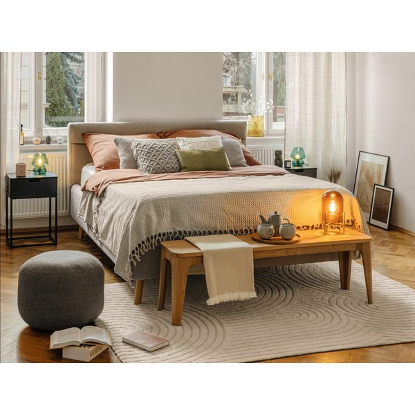 Letto matrimoniale imbottito beige con contenitore con rete inclusa 180x200 cm Lotte – Meise Möbel-image-1
