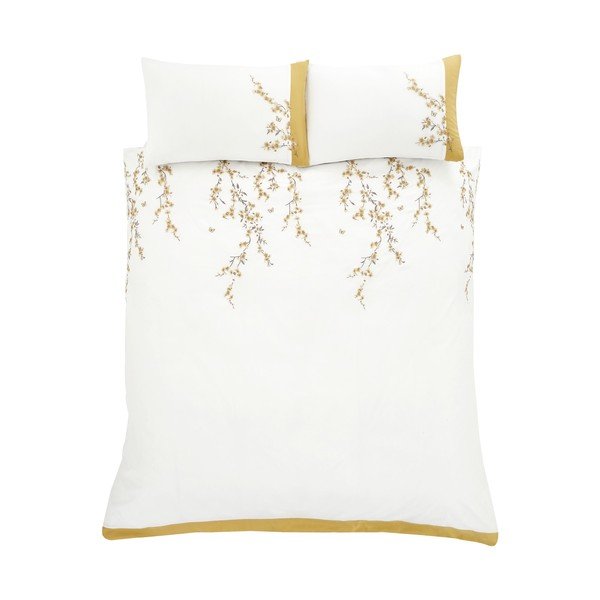 Biancheria da letto bianca e gialla , 200 x 200 cm Embroidered Blossom - Catherine Lansfield