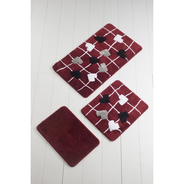 Set di 3 tappetini da bagno rossi Kalbim - Foutastic-image-1
