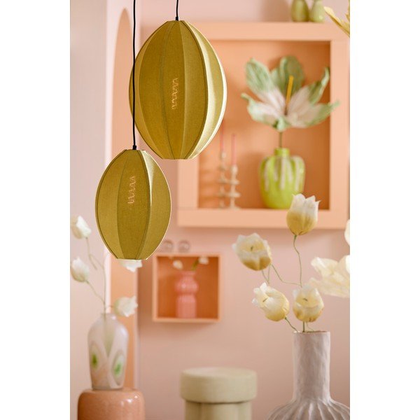 Lampadario verde con paralume in tessuto Milatos – Light & Living-image-1