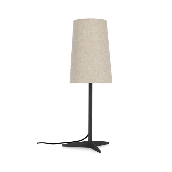 Lampada da tavolo nera/beige in metallo con paralume in tessuto (altezza totale 60 cm) Assam – Bizzotto