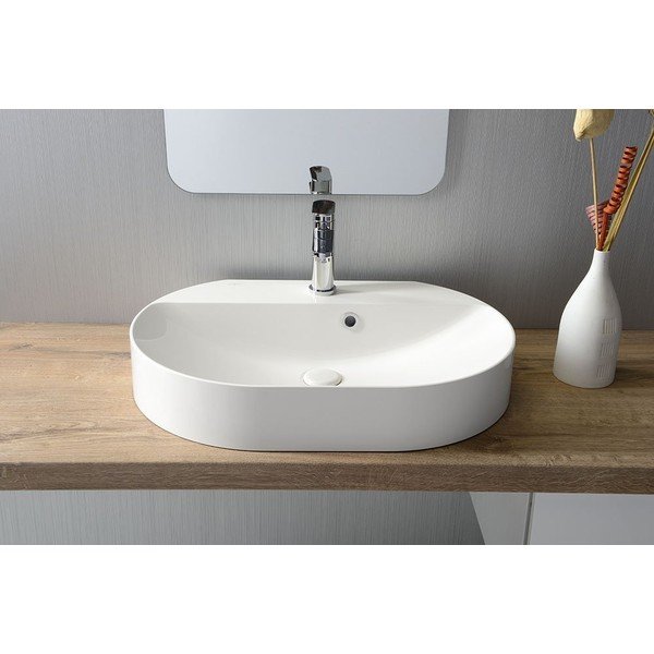 Lavabo bianco in composito minerale 63x43 cm Helen – Sapho-image-3