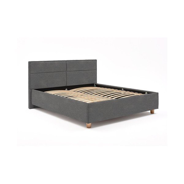 Letto matrimoniale grigio chiaro con griglia e contenitore , 160 x 200 cm Grace - ProSpánek-image-2