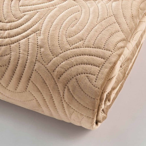 Set con copriletto e federa marrone chiaro in velluto 240x260 cm Solange – douceur d'intérieur-image-2