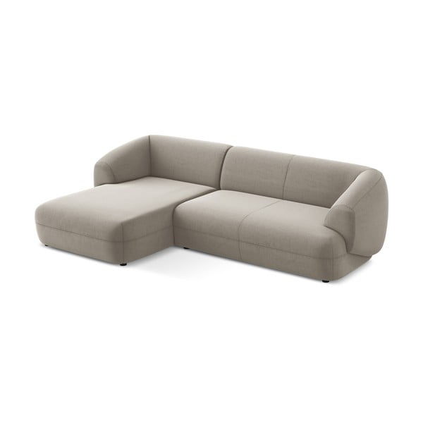 Divano angolare beige (con penisola a sinistra) con rivestimento in velluto Moana – Makamii-image-2