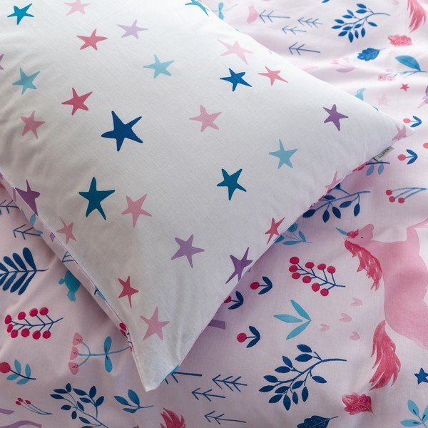 Biancheria da letto per bambini in cotone, 135 x 200 cm Woodland Unicorn - Bianca-image-4