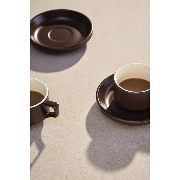 Tazzine in set con piattino marroni in ceramica 4 pz 300 ml Thelma – Jotex-image-1