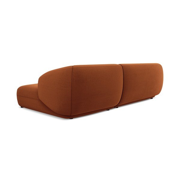 Divano angolare arancione (con penisola a destra) con rivestimento in velluto Moana – Makamii-image-4