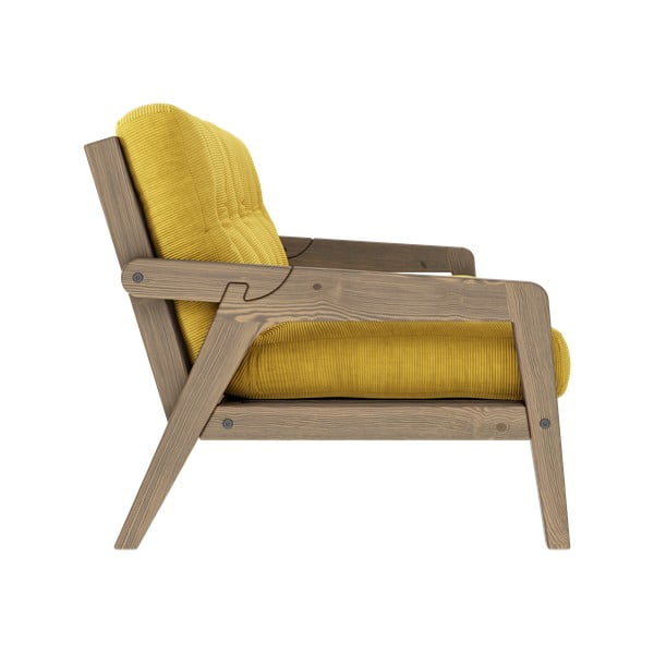 Divano letto in velluto a coste giallo 204 cm Grab - Karup Design-image-4