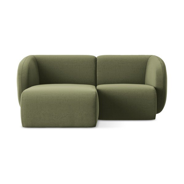 Divano angolare verde (con penisola a sinistra/con chaise lounge) con rivestimento in velluto Lani – Makamii