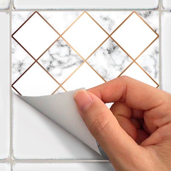 Set di 24 adesivi murali Marble and Goldy, 10 x 10 cm - Ambiance-image-3