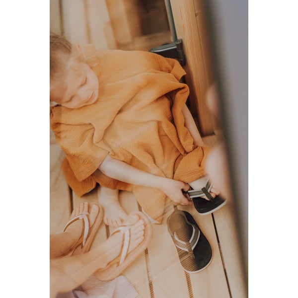 Poncho per neonati in mussola marrone cognac taglia M - Malomi Kids-image-3