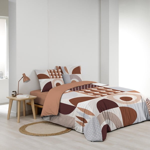 Set copripiumino e federa color terracotta in cotone per letto matrimoniale ed esteso 240x220 cm Gemma – douceur d'intérieur-image-2