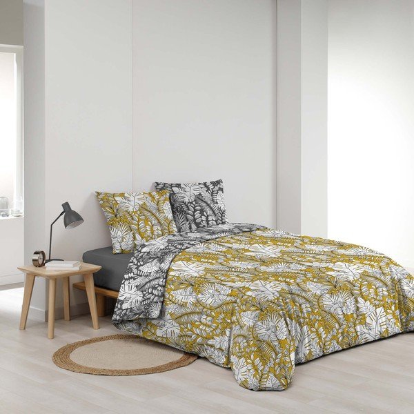 Biancheria da letto matrimoniale in microfibra gialla 240x220 cm Calaos - douceur d'intérieur-image-2